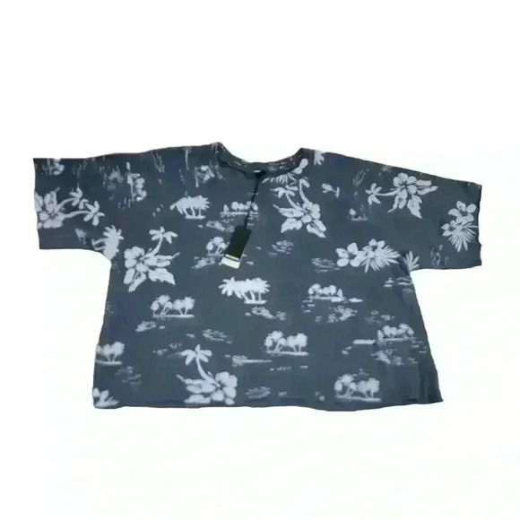 Monrow Top Hawaiian Vintage Raglan Womens Large Short Sleeve New USA - Picture 1 of 11